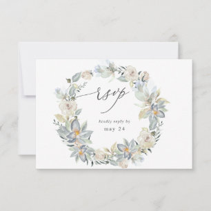 Verde menta y floral blanco con RSVP de comida