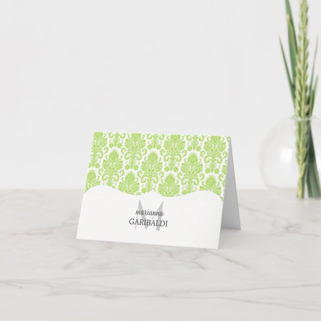 Verde moderno del damasco personalizado (Anverso)
