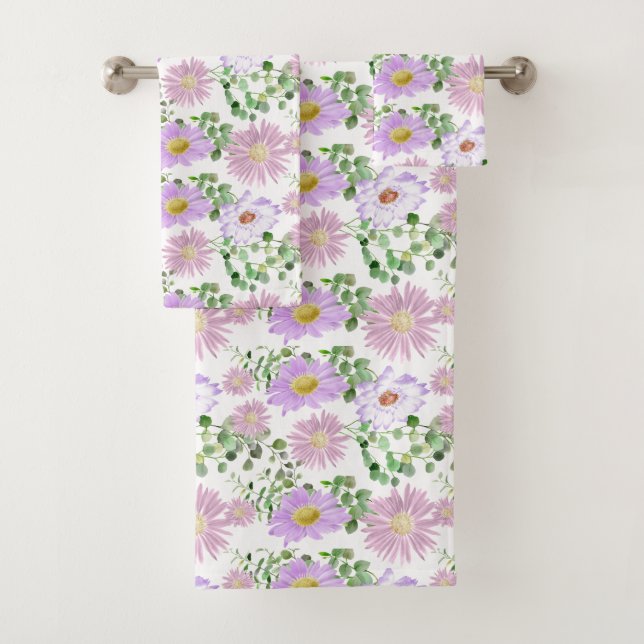Verde morado floral de eucalipto blanco elegante (In situ)