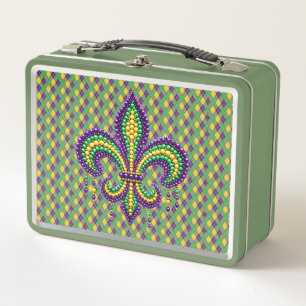 Verde morado Mardi Gras fleur de lis