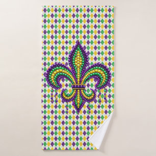 Verde morado Mardi Gras fleur de lis