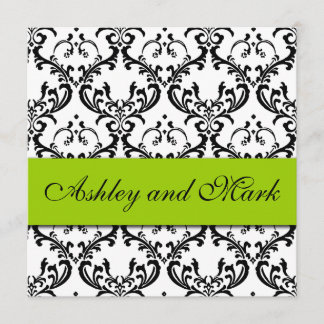 Verde negro elegante de la invitación de la boda