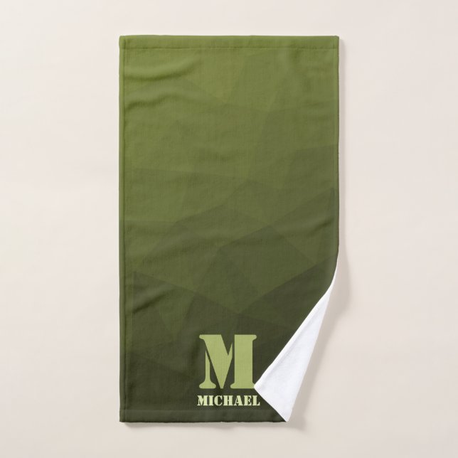 Verde oliva del ejército patrón geométrico de mall (Toalla de mano)