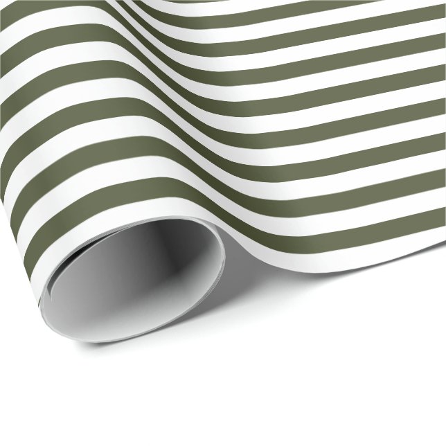 Verde oliva | Papel de ajuste de franja blanca (Esquina del rollo)