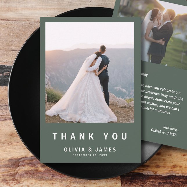 Verde Oscuro | Agradecimiento de Boda Minimalista  (Subido por el creador)