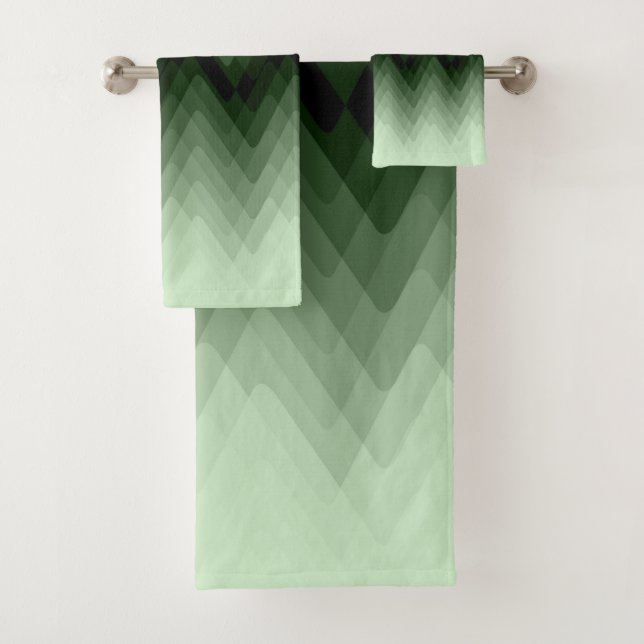 Verde oscuro y zigzag de menta. lanzar almohada (In situ)