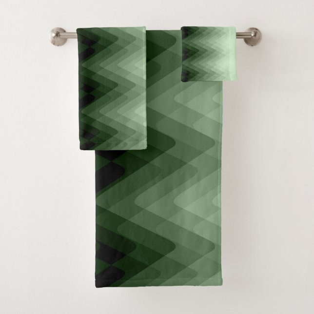 Verde oscuro y zigzag de menta. lanzar almohada (In situ)