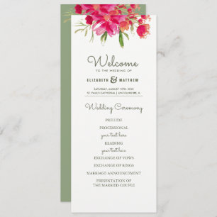Verde   Programas de Boda Fuchsia Floral Watercolo