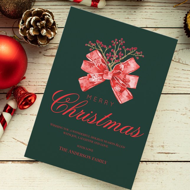 Verde Rojo Elegante Feliz Bow de Navidad (Subido por el creador)