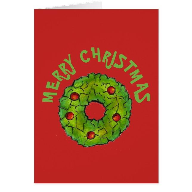 Verde Rojo Feliz Navidad Holly Wreath Cookie Xmas (Frente)