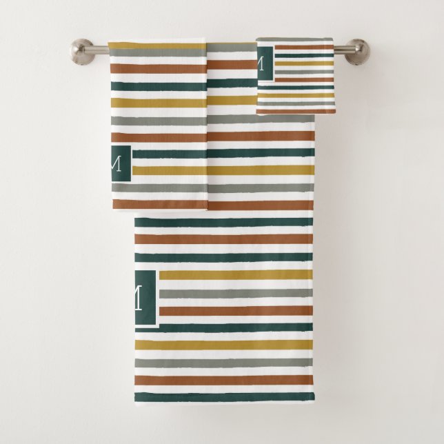 Verde, rojo, franjas Naranjas Monograma (In situ)