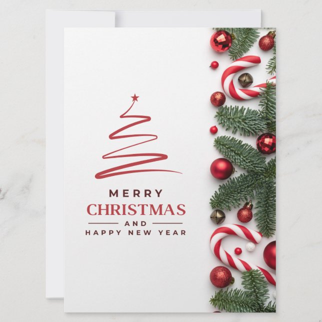 Verde Rojo Moderno Feliz Navidad (Anverso)