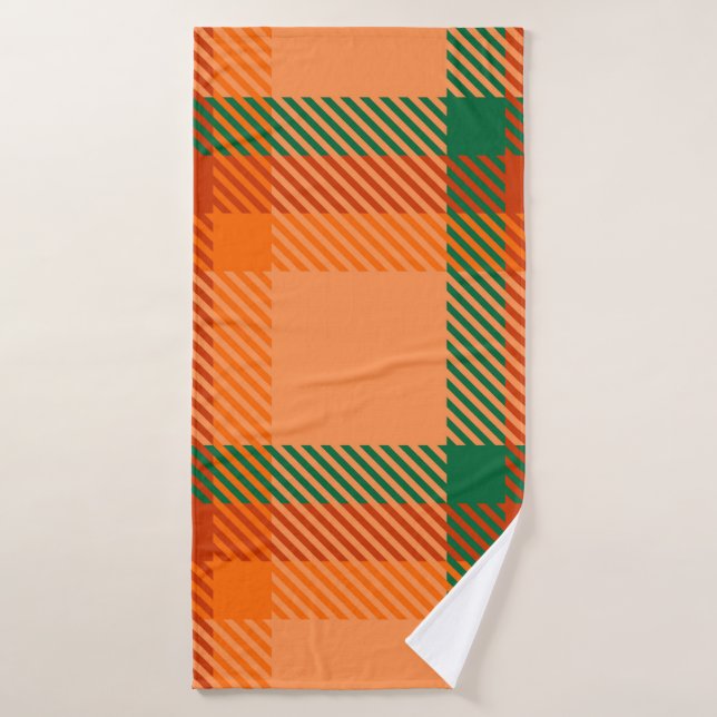 Verde, rojo, Naranja y escocés Tartán (Toalla de baño)