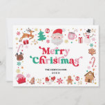 Verde Rojo Rosa Santa Feliz Navidad Invierno<br><div class="desc">Celebra la magia de las vacaciones con esta carta de Navidades encantadora, una pequeña pero significativa manera de transmitir tus mejores deseos y espíritu festivo a tus seres queridos. Esta carta cuenta con un ilustracion delicioso y lúdico de adorados elementos Navidades, bellamente representada en una encantadora paleta de rojo, rosa,...</div>