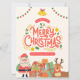 Verde Rojo y Amarillo Moderno Cute Feliz Navidad