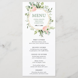 Verde rosa verde dorado hojas eucalipto menú