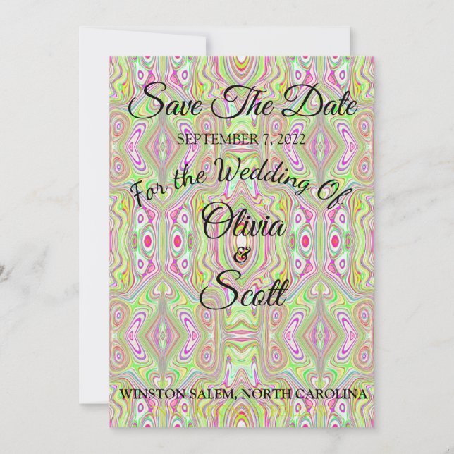 Verde rosa y limón Guardar la invitación de fecha (Anverso)