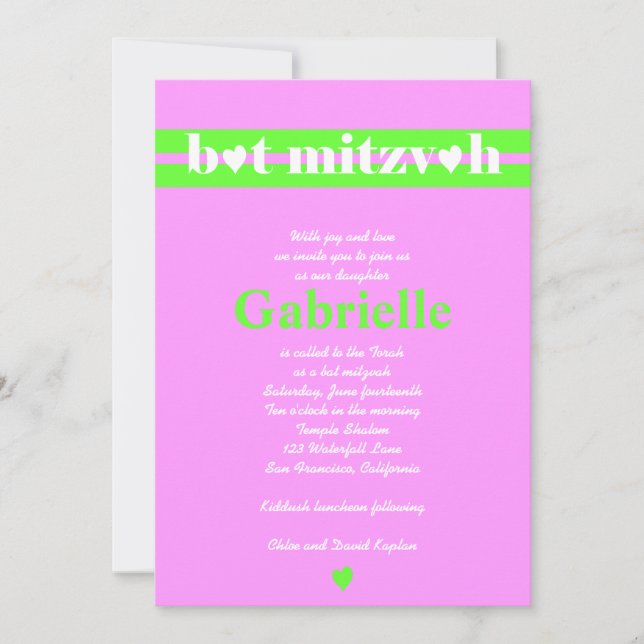 Verde rosado de Gabrielle de la invitación de (Anverso)