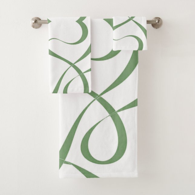 Verde Sage Chic Abstract Remolino Cinta Verano (In situ)