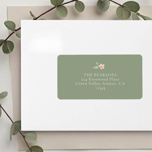 Verde Salvia | Etiqueta de dirección de boda flora (Subido por el creador)