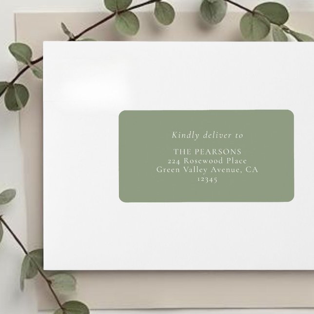 Verde Salvia | Etiqueta de dirección de boda simpl (Subido por el creador)