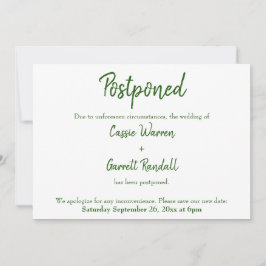 Verde sobre la Invitación Boda blanca pospuesta