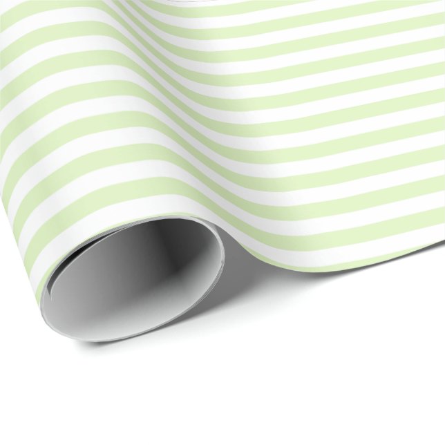 Verde suave | Papel de ajuste de franjas blancas (Esquina del rollo)