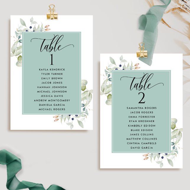 Verde, Tarjetas de Plan de Asientos con Nombres de (Subido por el creador)