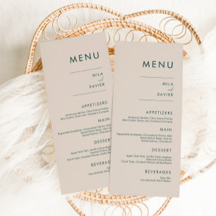 Verde toscano Moderno menú de Bodas mínimos