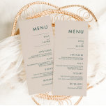 Verde toscano | Moderno menú de Bodas mínimos<br><div class="desc">Este sencillo y elegante menú presenta una moderna tipografía minimalista de sans serif,  unos bonitos colores bohemios rústicos que sólo proporcionan la información que sirve a un propósito. Reúne a sus seres queridos en torno a una hermosa comida con nuestra moda y sencilla colección de terracota toscana.</div>