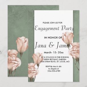 verde trendy Invitación de compromiso