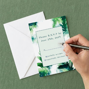 Verde tropical Elegante opciones de RSVP botánica
