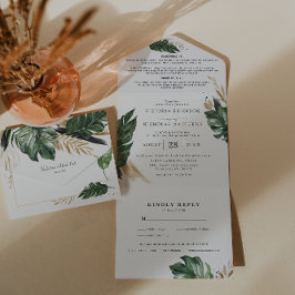 Verde Tropical | Invitación de Boda Todo en Uno