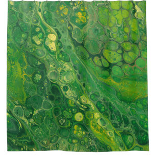 Verde y amarillee la cortina de ducha abstracta