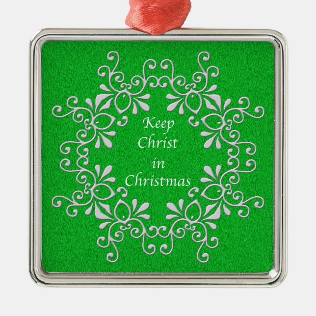 Verde y Blanco Mantengan a Cristo en Ornamento de  (Frente)