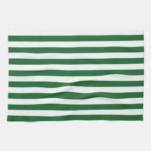 Verde y blanco raya la toalla de cocina