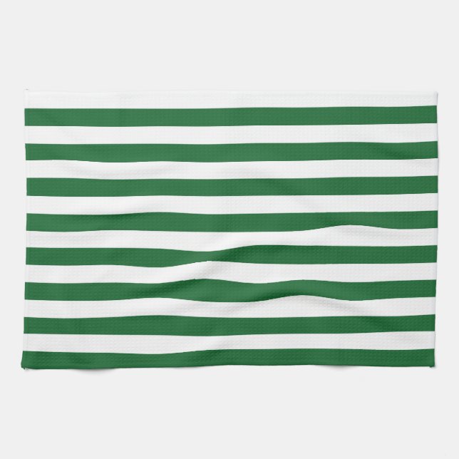 Verde y blanco raya la toalla de cocina (Horizontal)