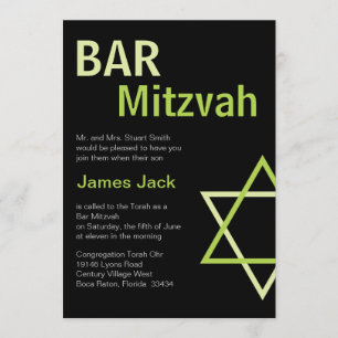 Verde y negro modernos de la invitación de Mitzvah