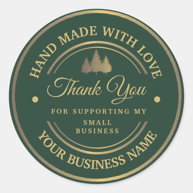 Verde y oro | gracias pegatina circular clásico (Anverso)