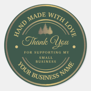 Verde y oro gracias pegatina circular clásico