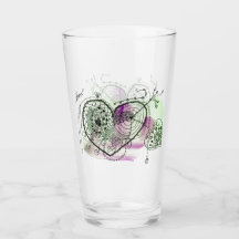 Verde y Púrpura con corazones caprichosos