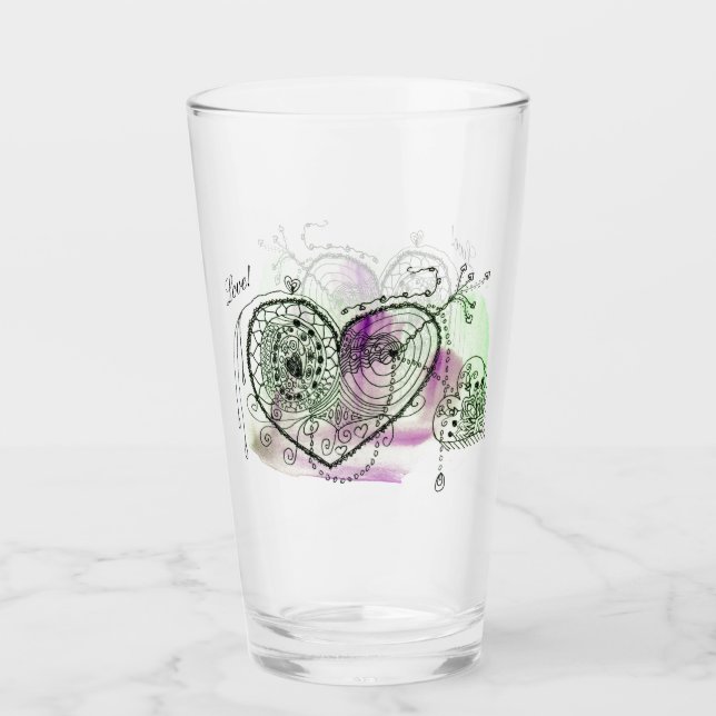 Verde y Púrpura con corazones caprichosos (Anverso)