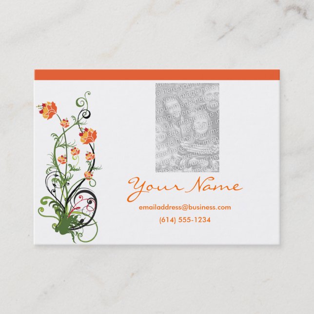 Verde y tarjetas florales/de la vid anaranjadas (Anverso)
