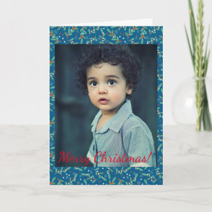 Verdes navidades con foto roja azul de Holly Berri