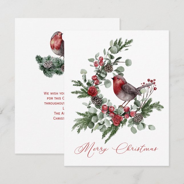 Verdes navidades, Cones de pino, Wren gris rojo (Anverso / Reverso)