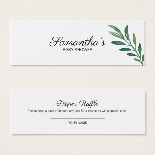 Verdor Botánico Baby Shower Diaper Raffle (Anverso y reverso)