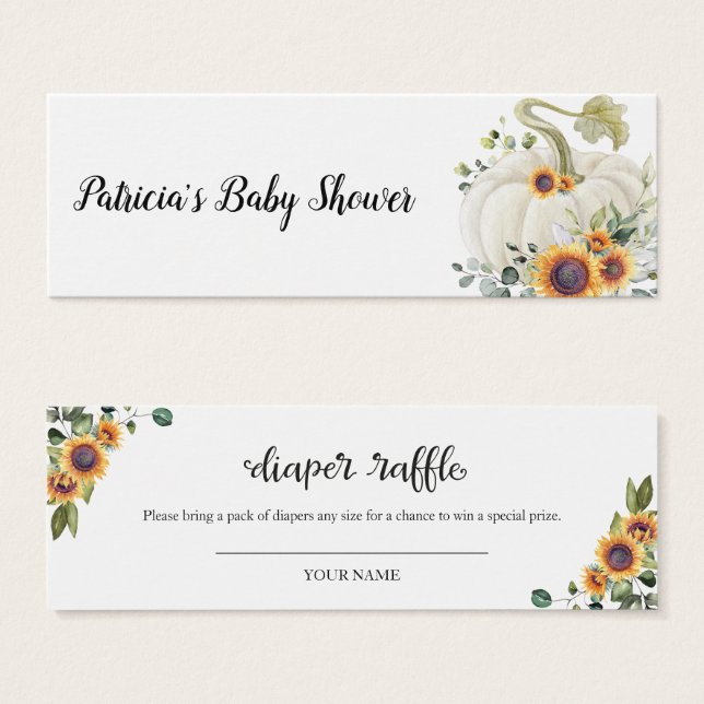 Verdor Calabaza Caída Baby Shower Diaper Raffle (Anverso y reverso)