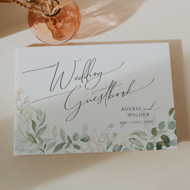 Verdor caprichoso y oro | Libro de visitas de Boda (Subido por el creador)