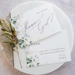 Verdor caprichoso y oro Tarjeta de chica flor