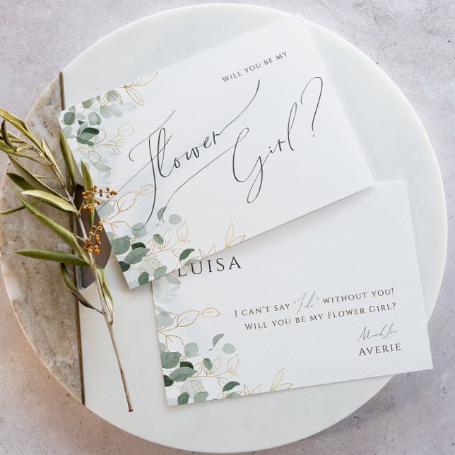 Verdor caprichoso y oro | Tarjeta de chica flor (Subido por el creador)